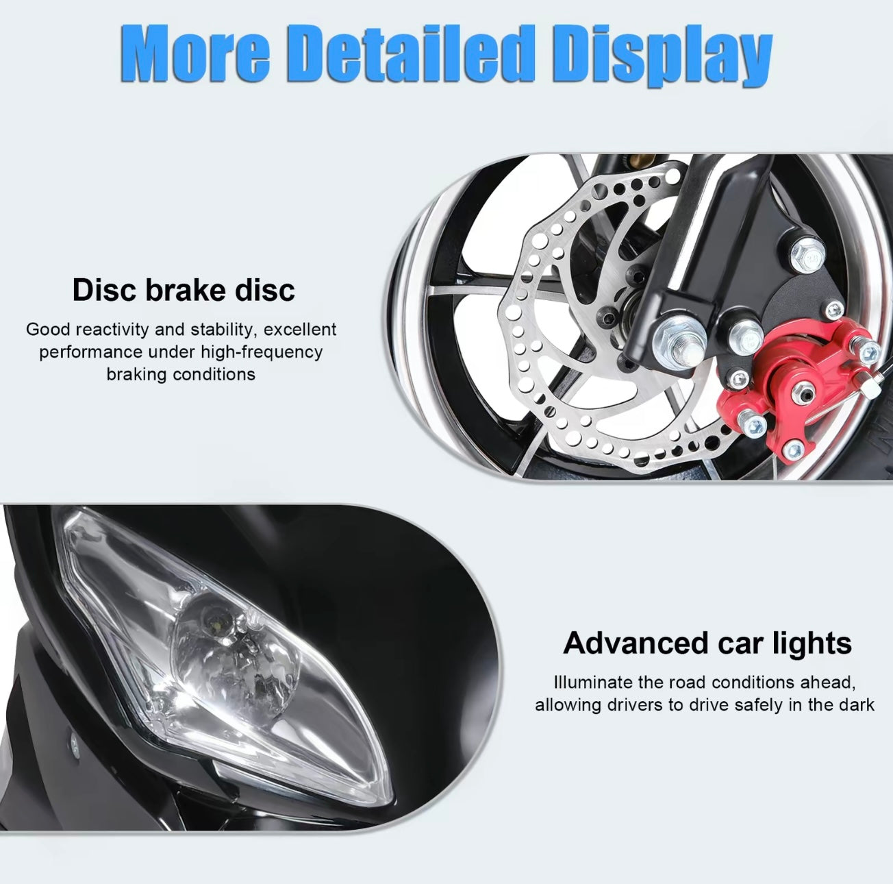 Explorinox Gas 49cc 4-Stroke Pocket Rocket Motorcycle, 8 Inch Wheels Real Dual Headlights