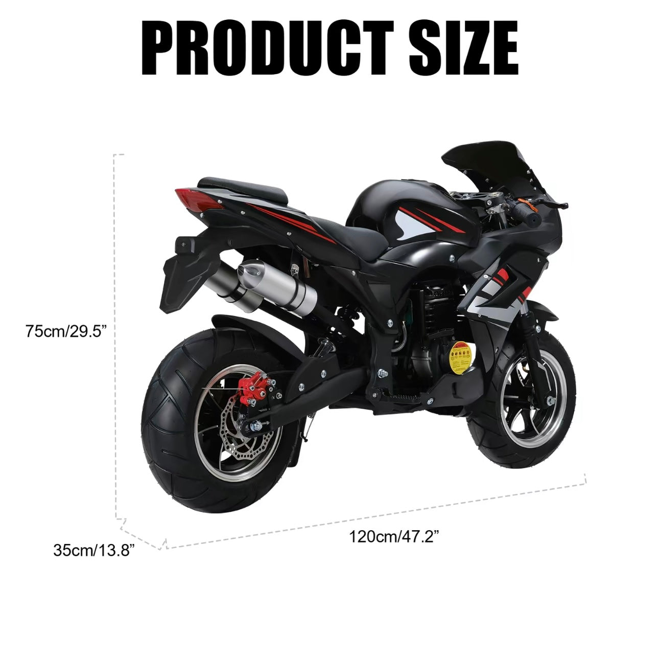 Explorinox Gas 49cc 4-Stroke Pocket Rocket Motorcycle, 8 Inch Wheels Real Dual Headlights