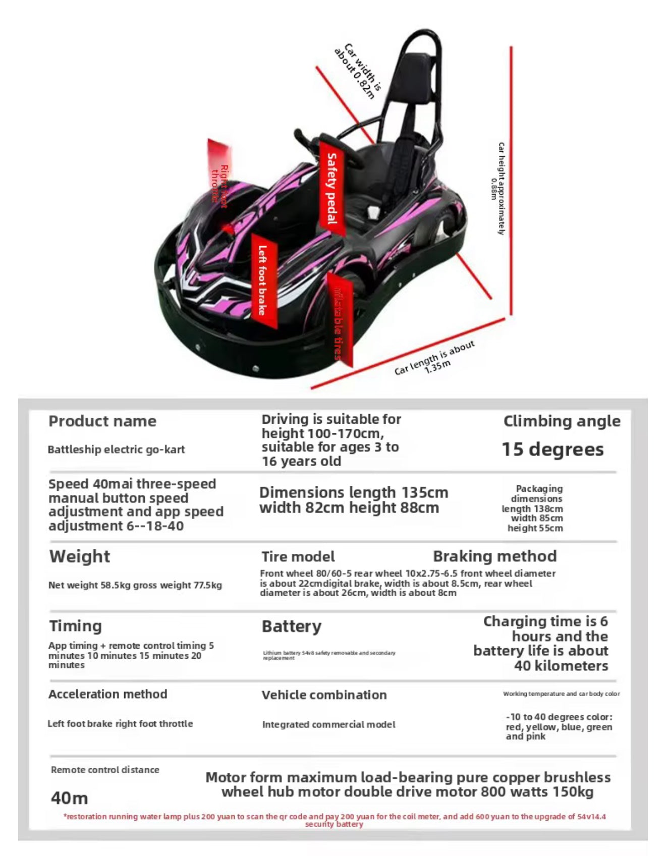 Commercial Electric Go-Kart for Indoor/Outdoor Use Square Amusement with Remote Control Timer for Children and Adults