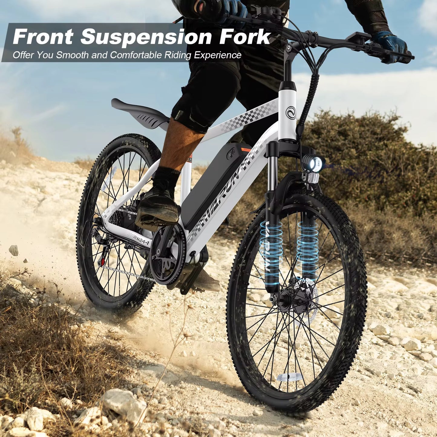2025 24" Electric Mountain Bike 500W 36V Adult Ebike 7.8Ah LED Display 20MPH